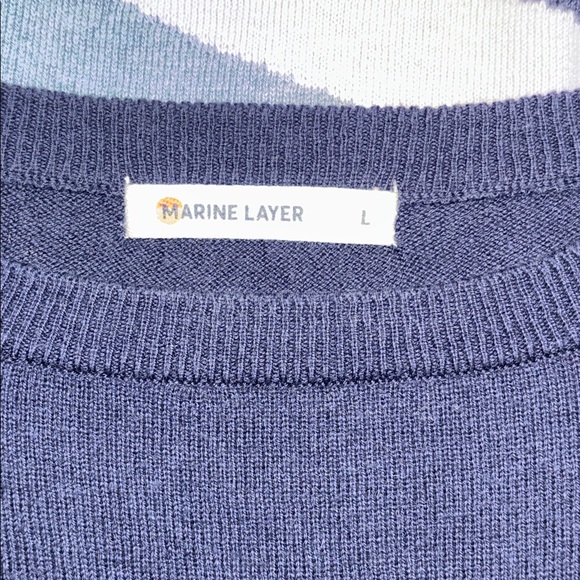 Marine Layer Rainbow “Sunset Icon” Crewneck Cotton Navy Sweater Women Size Large - Picture 11 of 12